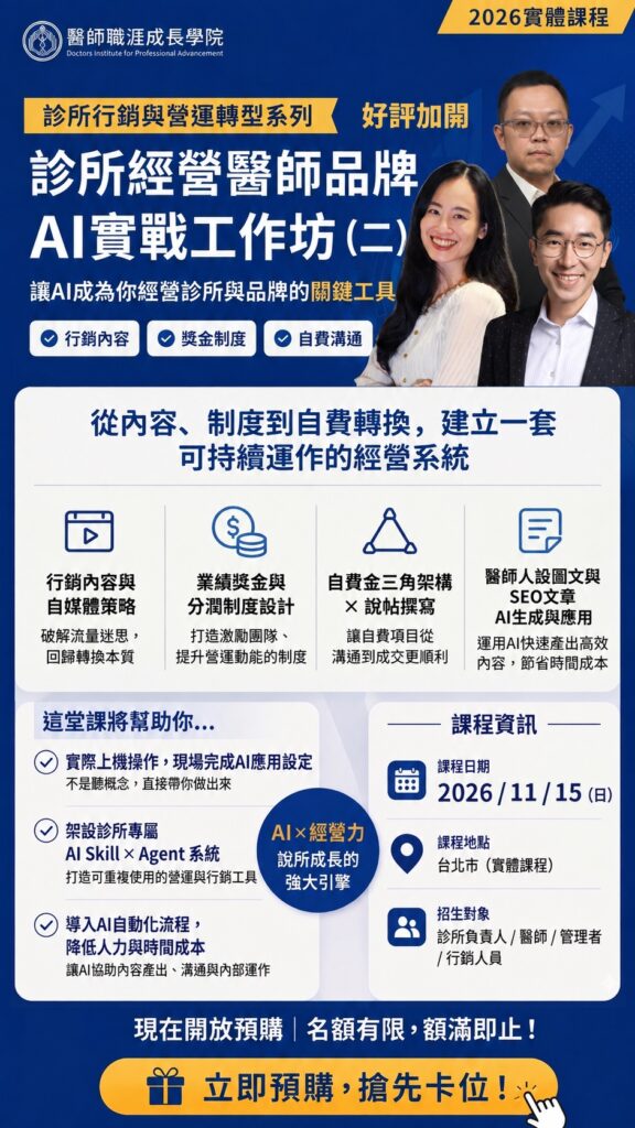 診所經營醫師品牌 AI 實戰工作坊（二）11/15